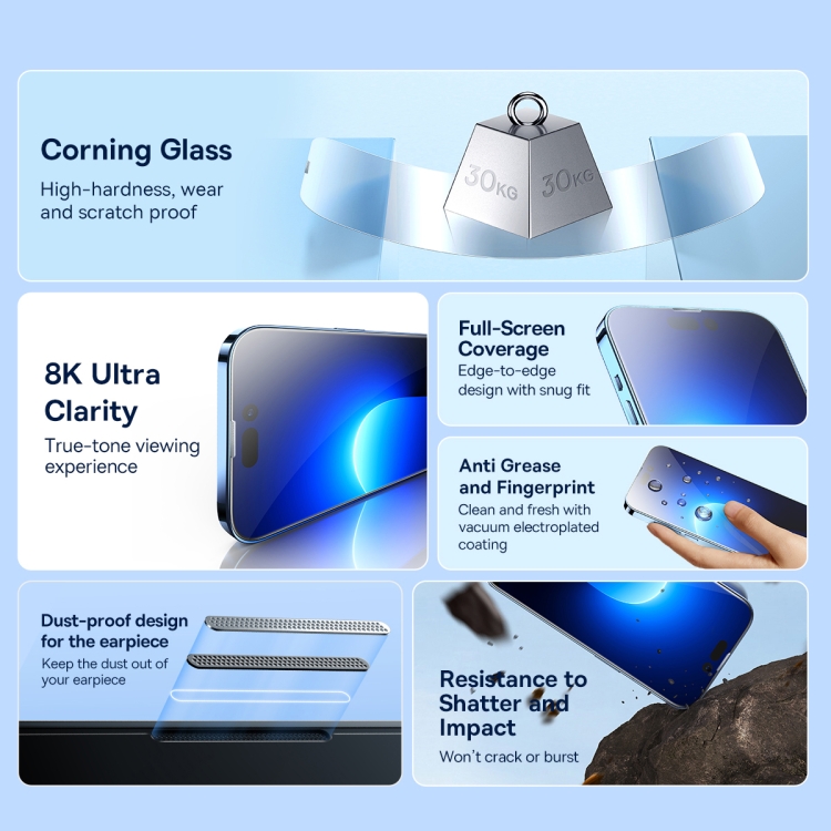 For iPhone 14 Pro 2pcs Baseus 0.4mm Corning Anti Blue-ray Tempered Glass Film For iPhone 14 Pro 2pcs Baseus 0.4mm Corning Anti Blue-ray Tempered Glass Film