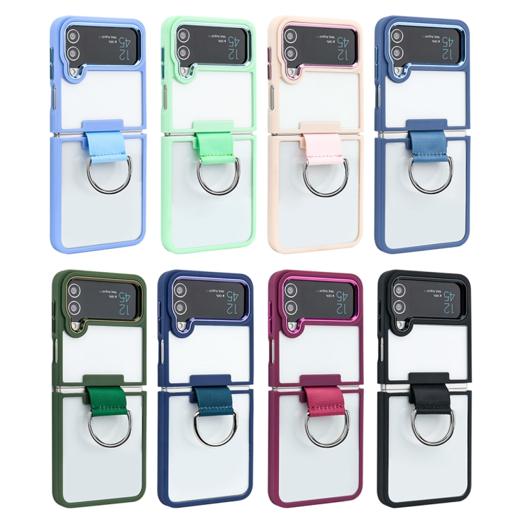 For Samsung Galaxy Z Flip4 Shield Transparent TPU + PC Phone Case with Ring(Purple) For Samsung Galaxy Z Flip4 Shield Transparent TPU + PC Phone Case with Ring(Purple)