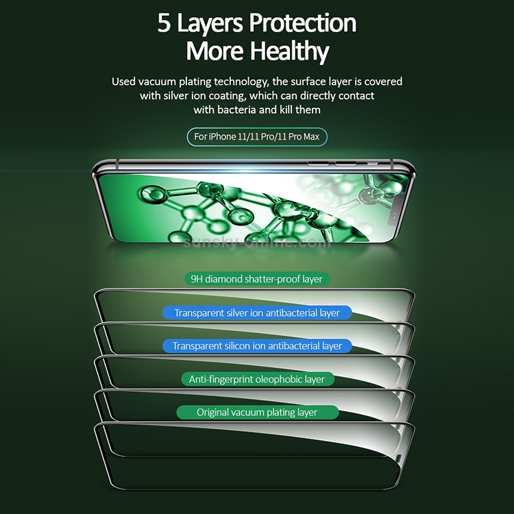 For iPhone 11 USAMS US-BH586 0.33mm 9H HD Anti-bacteria Full Screen Tempered Glass Film For iPhone 11 USAMS US-BH586 0.33mm 9H HD Anti-bacteria Full Screen Tempered Glass Film