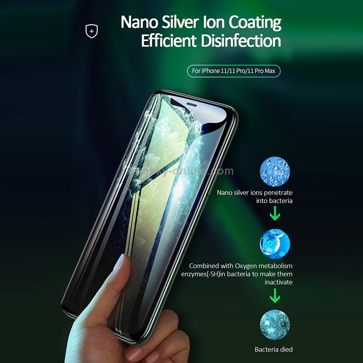 For iPhone 11 USAMS US-BH586 0.33mm 9H HD Anti-bacteria Full Screen Tempered Glass Film For iPhone 11 USAMS US-BH586 0.33mm 9H HD Anti-bacteria Full Screen Tempered Glass Film