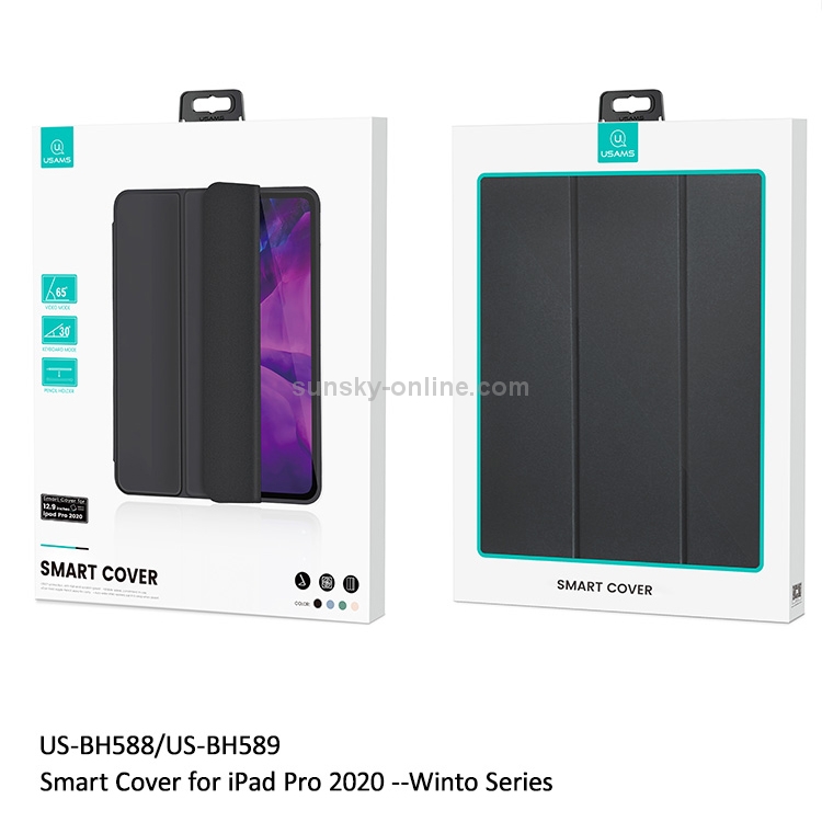 For iPad Pro 12.9 (2020) USAMS US-BH589 Winto Series PU + TPU Horizontal Flip Leather Tablet Case with Holder & Sleep / Wake-up Function & Pen Slot(Black) For iPad Pro 12.9 (2020) USAMS US-BH589 Winto Series PU + TPU Horizontal Flip Leather Tablet Case with Holder & Sleep / Wake-up Function & Pen Slot(Black)