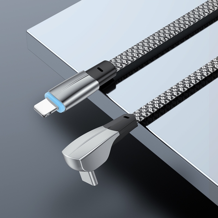 3A USB-C/Type-C to 8 Pin Elbow Fast Charge Data Cable, Length:1.2m(Grey) 3A USB-C/Type-C to 8 Pin Elbow Fast Charge Data Cable, Length:1.2m(Grey)