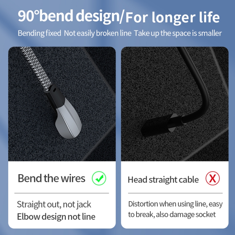 3A USB-C/Type-C to 8 Pin Elbow Fast Charge Data Cable, Length:1.2m(Grey) 3A USB-C/Type-C to 8 Pin Elbow Fast Charge Data Cable, Length:1.2m(Grey)