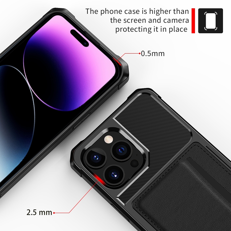 For iPhone 14 Pro Max ZM02 Card Slot Holder Phone Case (Black) For iPhone 14 Pro Max ZM02 Card Slot Holder Phone Case (Black)
