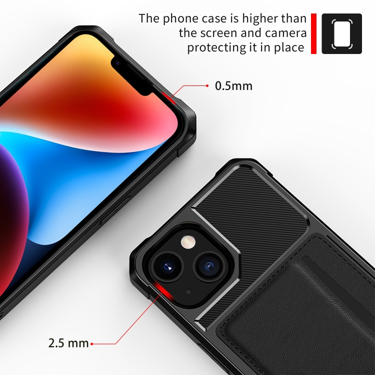 For iPhone 14 ZM02 Card Slot Holder Phone Case (Black) For iPhone 14 ZM02 Card Slot Holder Phone Case (Black)