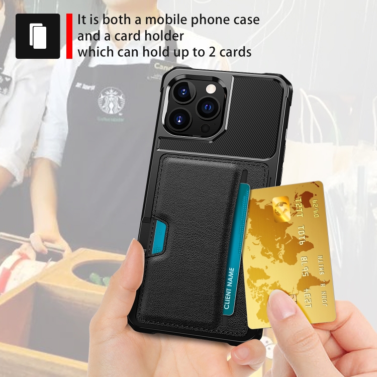 For iPhone 13 Pro Max ZM02 Card Slot Holder Phone Case (Black) For iPhone 13 Pro Max ZM02 Card Slot Holder Phone Case (Black)