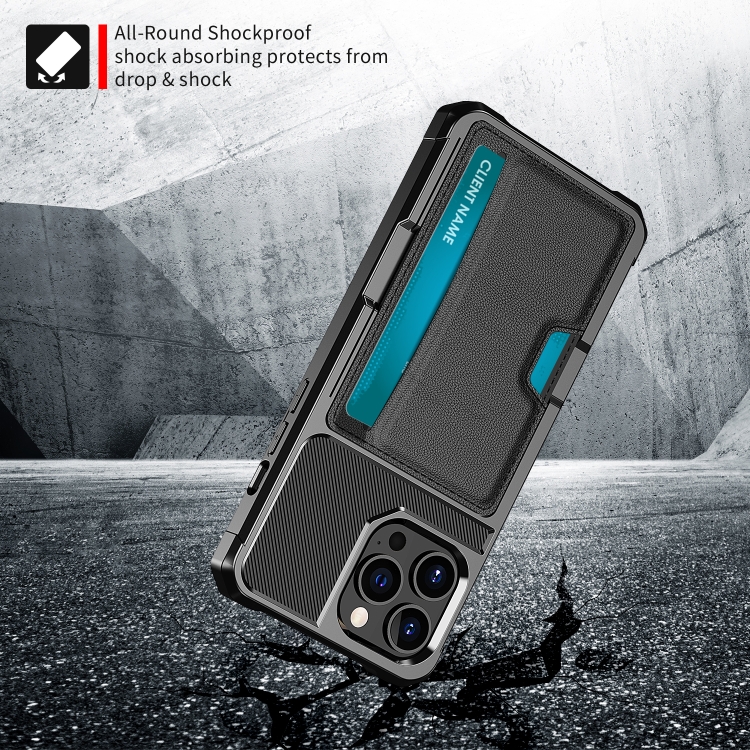 For iPhone 13 Pro Max ZM02 Card Slot Holder Phone Case (Black) For iPhone 13 Pro Max ZM02 Card Slot Holder Phone Case (Black)