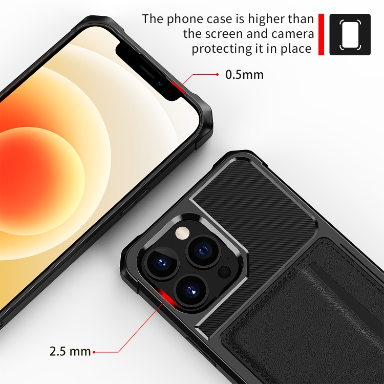 For iPhone 13 Pro Max ZM02 Card Slot Holder Phone Case (Black) For iPhone 13 Pro Max ZM02 Card Slot Holder Phone Case (Black)