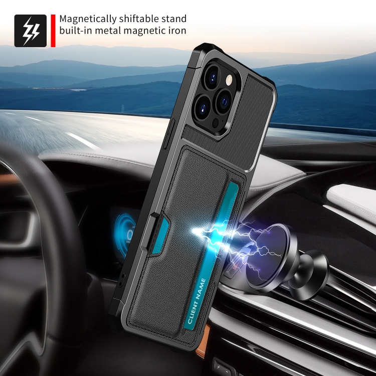 For iPhone 13 Pro Max ZM02 Card Slot Holder Phone Case (Black) For iPhone 13 Pro Max ZM02 Card Slot Holder Phone Case (Black)