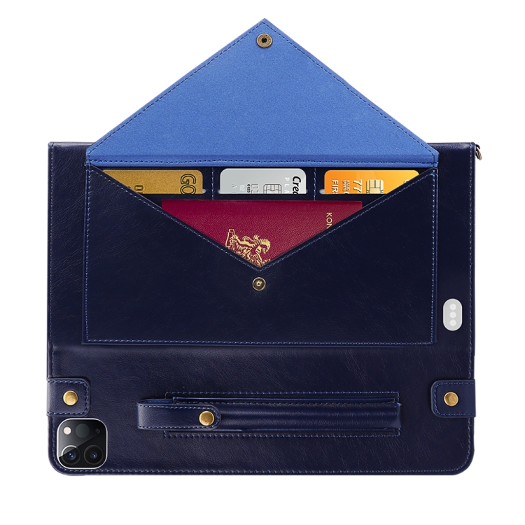For iPad Pro 11 2021 / 2020 Envelope Horizontal Flip PU Leather Tablet Case with Card Slots & Pen Slots & Holder & Wallet & Photo Frame & Shoulder Strap(Blue) For iPad Pro 11 2021 / 2020 Envelope Horizontal Flip PU Leather Tablet Case with Card Slots & Pen Slots & Holder & Wallet & Photo Frame & Shoulder Strap(Blue)