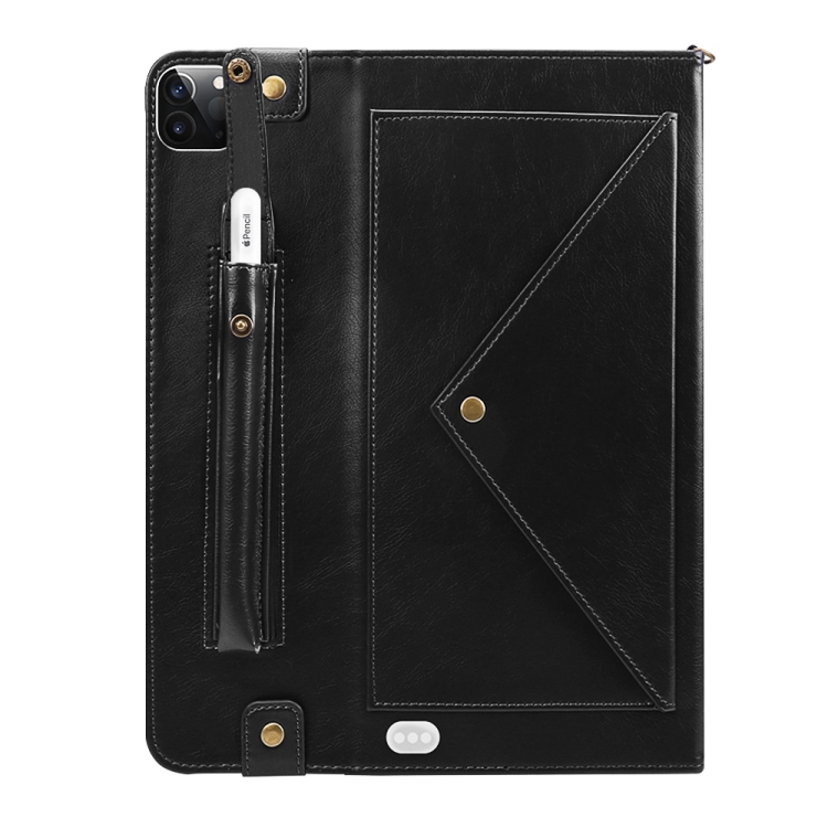 For iPad Pro 12.9 2021 / 2020 Envelope Horizontal Flip PU Leather Tablet Case with Card Slots & Pen Slots & Holder & Wallet & Photo Frame & Shoulder Strap(Black) For iPad Pro 12.9 2021 / 2020 Envelope Horizontal Flip PU Leather Tablet Case with Card Slots & Pen Slots & Holder & Wallet & Photo Frame & Shoulder Strap(Black)