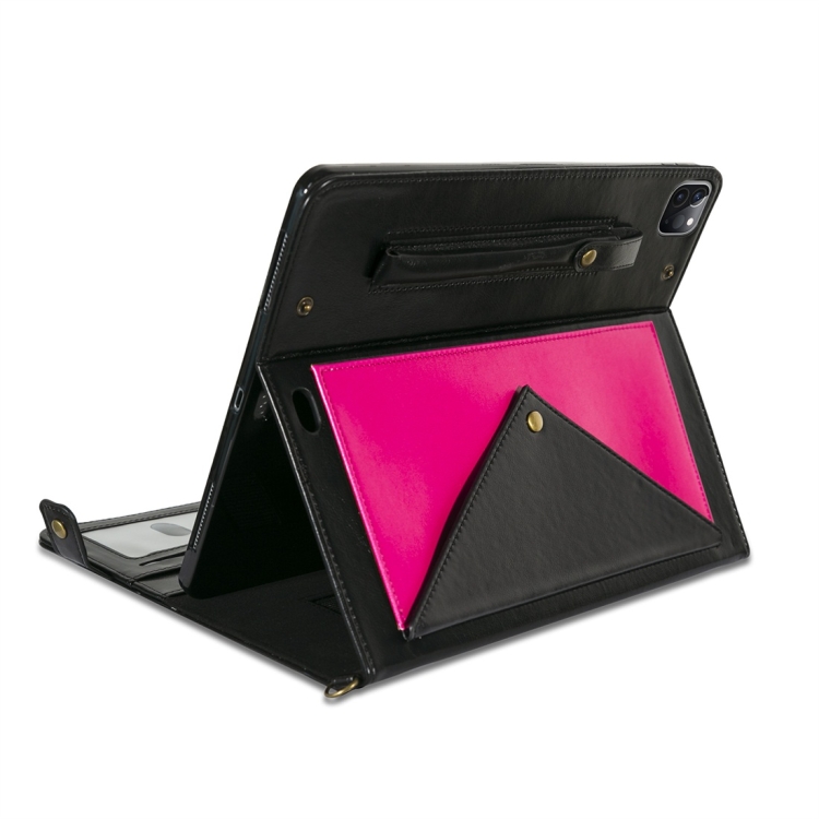 For iPad Pro 12.9 2021 / 2020 Envelope Color Matching Horizontal Flip PU Leather Tablet Case with Card Slots & Pen Slots & Holder & Wallet & Photo Frame & Shoulder Strap(Black + Rose Red) For iPad Pro 12.9 2021 / 2020 Envelope Color Matching Horizontal Flip PU Leather Tablet Case with Card Slots & Pen Slots & Holder & Wallet & Photo Frame & Shoulder Strap(Black + Rose Red)