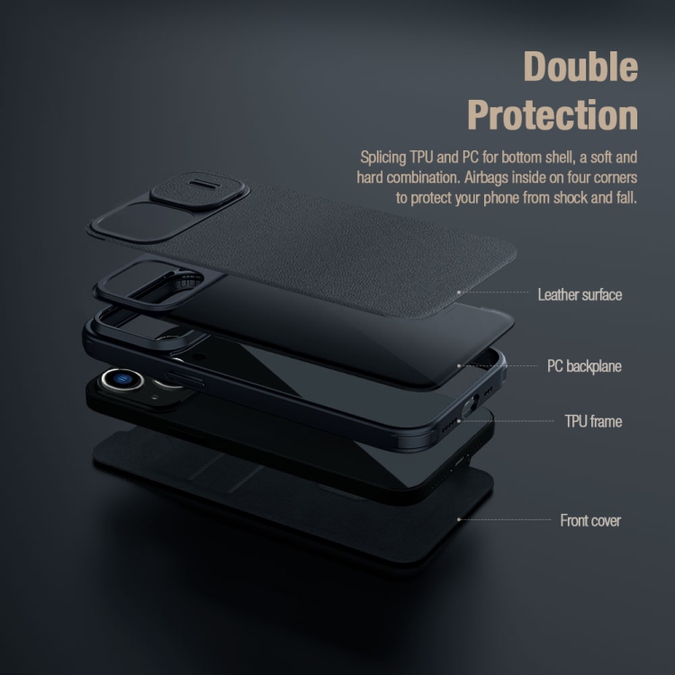 For iPhone 14 NILLKIN QIN Series Pro Leather Phone Case(Green) For iPhone 14 NILLKIN QIN Series Pro Leather Phone Case(Green)