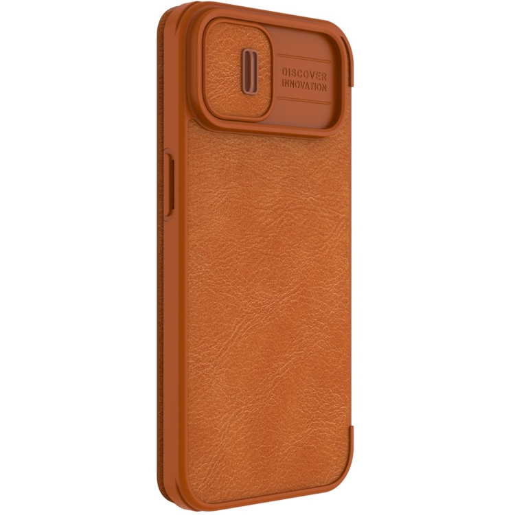 For iPhone 14 Plus  NILLKIN QIN Series Pro Crazy Horse Texture Leather Case(Brown)