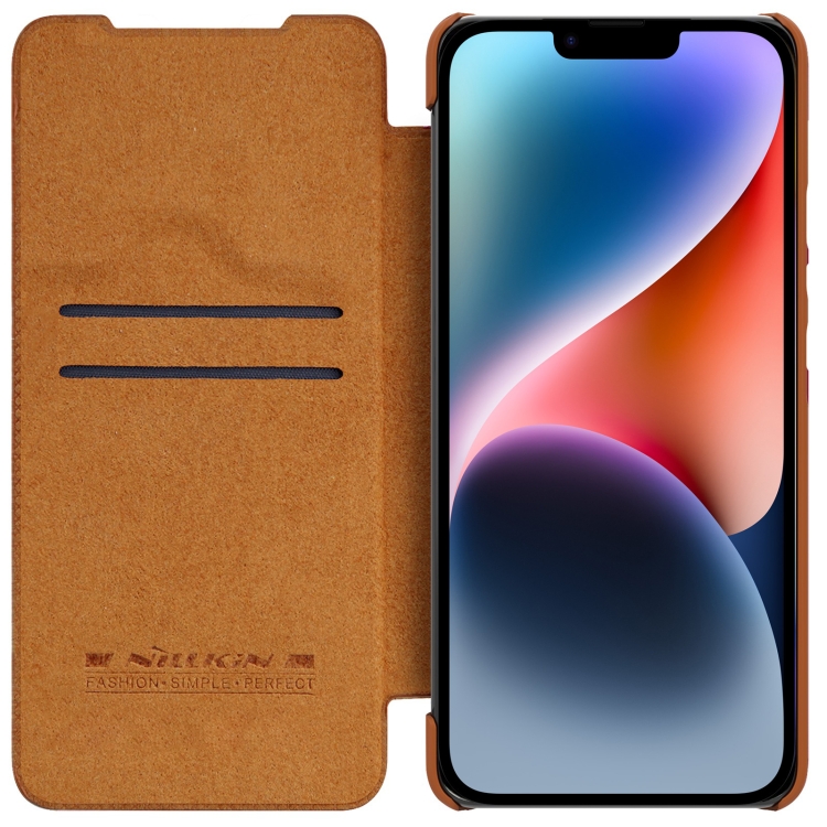 For iPhone 14 Plus  NILLKIN QIN Series Pro Crazy Horse Texture Leather Case(Brown)