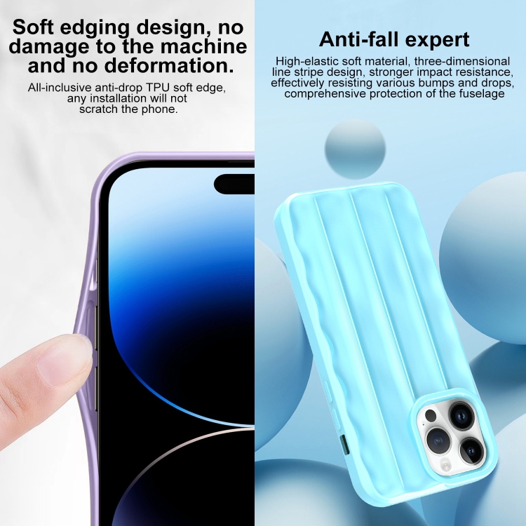 For iPhone 14 Pro 3D Stripe TPU Phone Case(Mint Green) For iPhone 14 Pro 3D Stripe TPU Phone Case(Mint Green)