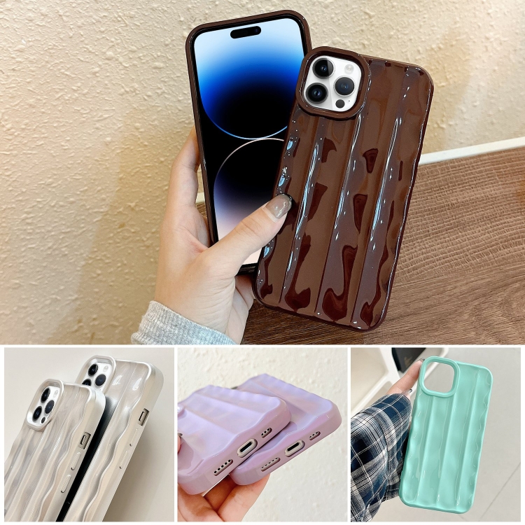 For iPhone 14 Pro 3D Stripe TPU Phone Case(Mint Green) For iPhone 14 Pro 3D Stripe TPU Phone Case(Mint Green)