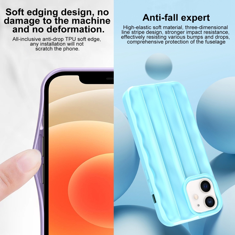 For iPhone 12 / 12 Pro 3D Stripe TPU Phone Case(Silver) For iPhone 12 / 12 Pro 3D Stripe TPU Phone Case(Silver)