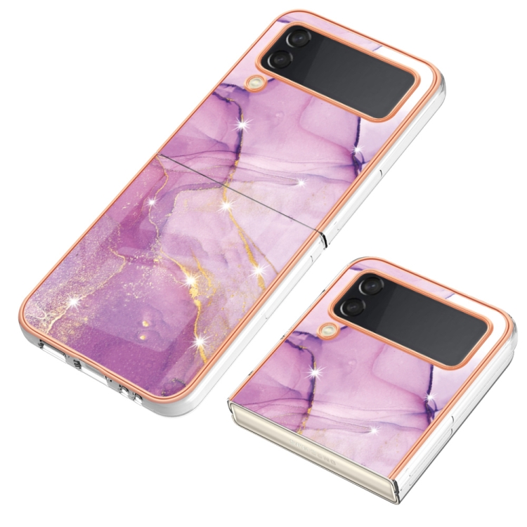 For Samsung Galaxy Z Flip4 Electroplating Marble Pattern IMD TPU Phone Case(Purple 001) For Samsung Galaxy Z Flip4 Electroplating Marble Pattern IMD TPU Phone Case(Purple 001)