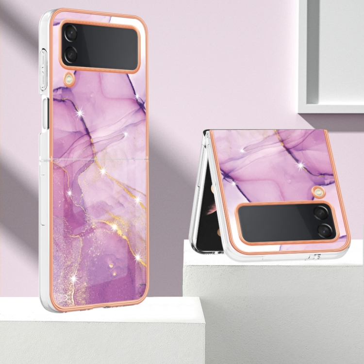 For Samsung Galaxy Z Flip4 Electroplating Marble Pattern IMD TPU Phone Case(Purple 001) For Samsung Galaxy Z Flip4 Electroplating Marble Pattern IMD TPU Phone Case(Purple 001)
