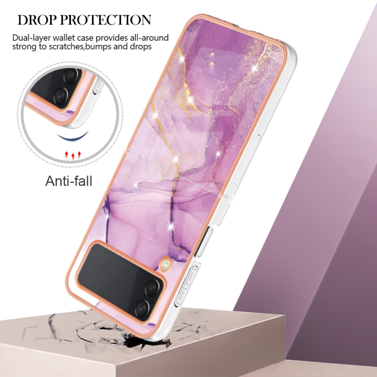 For Samsung Galaxy Z Flip4 Electroplating Marble Pattern IMD TPU Phone Case(Purple 001) For Samsung Galaxy Z Flip4 Electroplating Marble Pattern IMD TPU Phone Case(Purple 001)