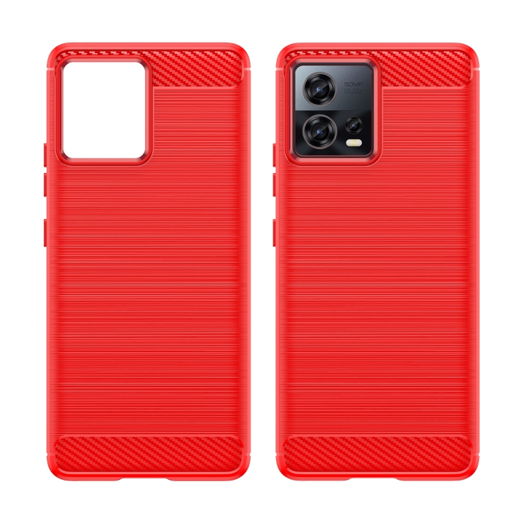 For Motorola Edge 30 Fusion/Moto S30 Pro Brushed Texture Carbon Fiber TPU Phone Case(Red) - 1