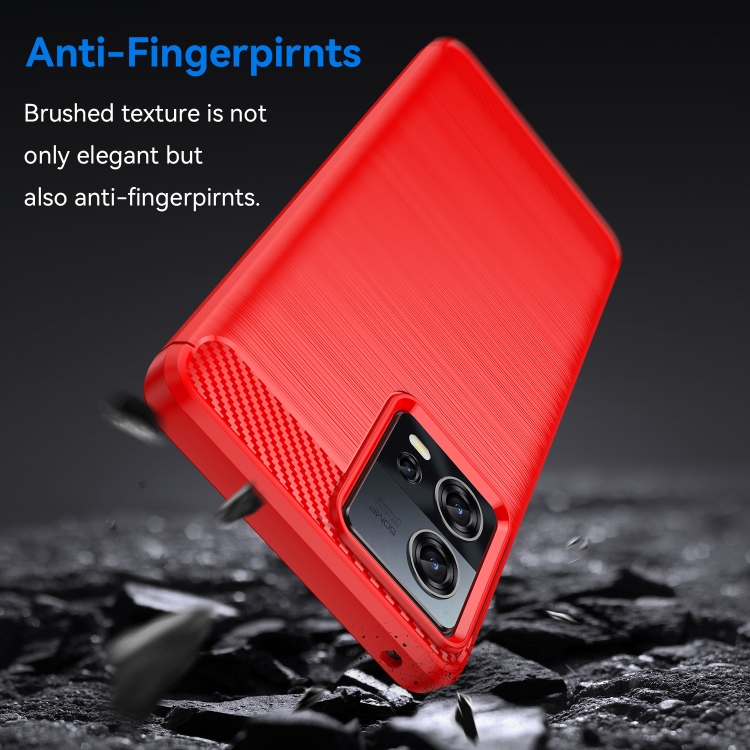For Motorola Edge 30 Fusion/Moto S30 Pro Brushed Texture Carbon Fiber TPU Phone Case(Red) - 2