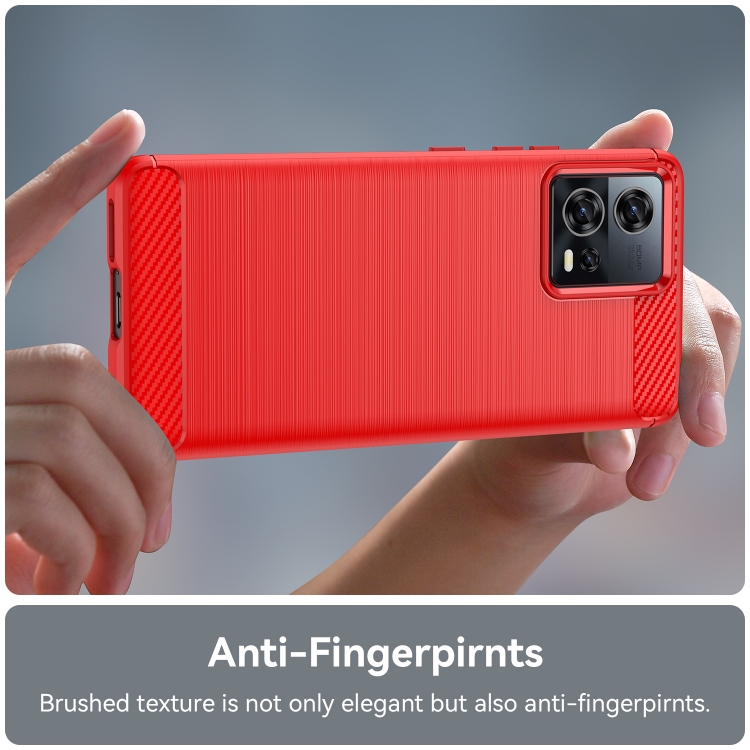 For Motorola Edge 30 Fusion/Moto S30 Pro Brushed Texture Carbon Fiber TPU Phone Case(Red) - 5