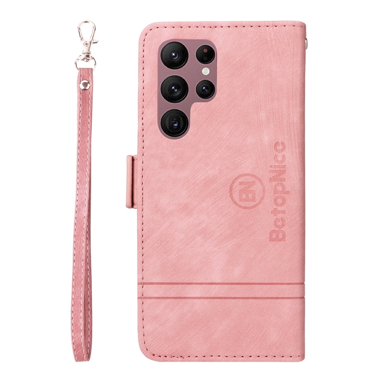 For Samsung Galaxy S22 Ultra 5G BETOPNICE Dual-side Buckle Leather Phone Case(Pink) For Samsung Galaxy S22 Ultra 5G BETOPNICE Dual-side Buckle Leather Phone Case(Pink)