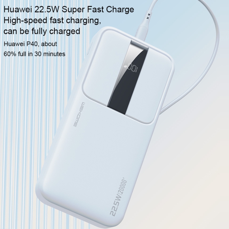 WEKOME WP-301 Gonen Series 10000mAh LED Display Fast Charging Power Bank(White) - B2