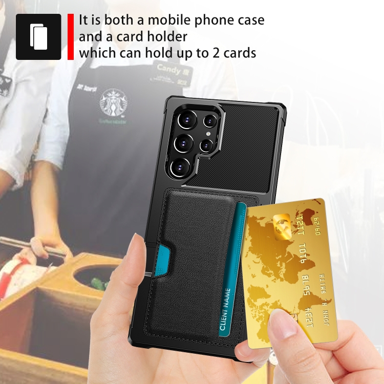 For Samsung Galaxy S22 Ultra 5G ZM02 Card Slot Holder Phone Case(Black) For Samsung Galaxy S22 Ultra 5G ZM02 Card Slot Holder Phone Case(Black)