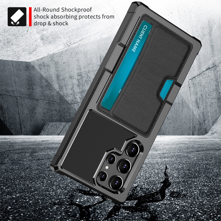 For Samsung Galaxy S22 Ultra 5G ZM02 Card Slot Holder Phone Case(Black) For Samsung Galaxy S22 Ultra 5G ZM02 Card Slot Holder Phone Case(Black)