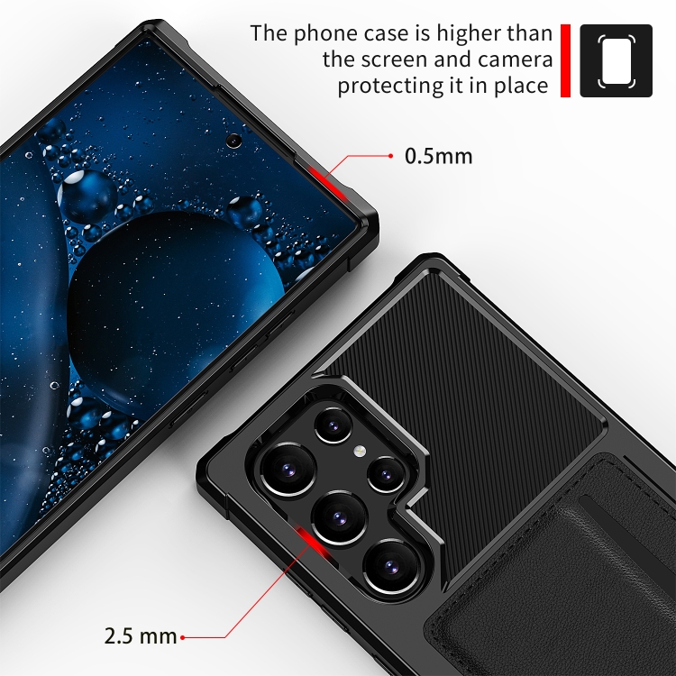 For Samsung Galaxy S22 Ultra 5G ZM02 Card Slot Holder Phone Case(Black) For Samsung Galaxy S22 Ultra 5G ZM02 Card Slot Holder Phone Case(Black)