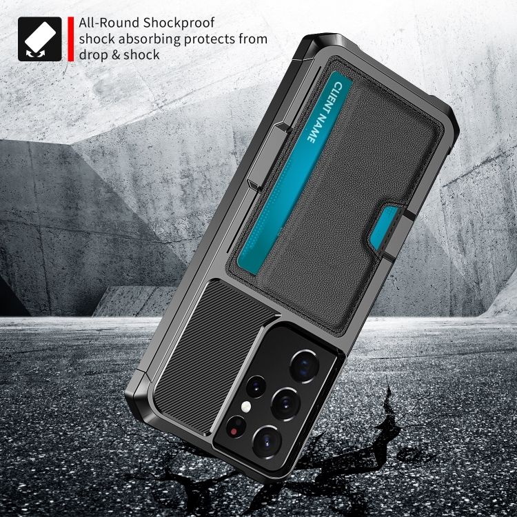 For Samsung Galaxy S21 Ultra 5G ZM02 Card Slot Holder Phone Case(Black) For Samsung Galaxy S21 Ultra 5G ZM02 Card Slot Holder Phone Case(Black)