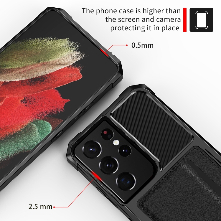 For Samsung Galaxy S21 Ultra 5G ZM02 Card Slot Holder Phone Case(Black) For Samsung Galaxy S21 Ultra 5G ZM02 Card Slot Holder Phone Case(Black)