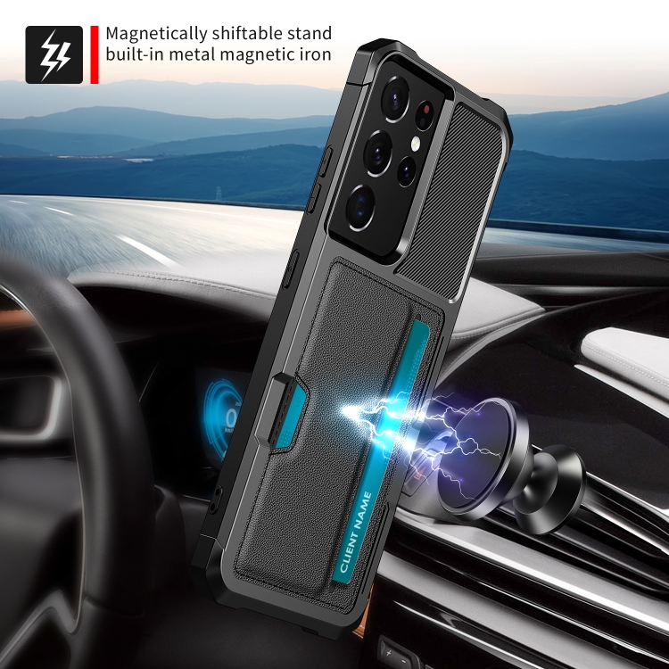For Samsung Galaxy S21 Ultra 5G ZM02 Card Slot Holder Phone Case(Black) For Samsung Galaxy S21 Ultra 5G ZM02 Card Slot Holder Phone Case(Black)