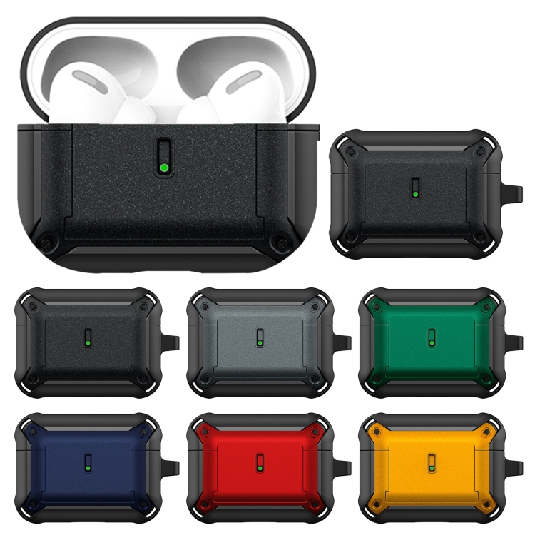 For AirPods Pro Sliding Buckle Wireless Earphone Protective Case with Hook(Black Red) For AirPods Pro Sliding Buckle Wireless Earphone Protective Case with Hook(Black Red)
