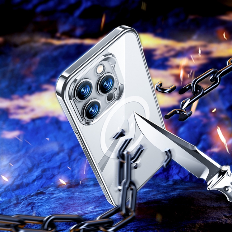 For iPhone 14 Plus Benks MagSafe Magnetic Electroplated Glass Phone Case(Silver) For iPhone 14 Plus Benks MagSafe Magnetic Electroplated Glass Phone Case(Silver)