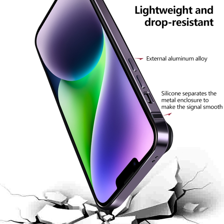 For iPhone 14 TPU + Aluminum Alloy Frame Phone Case(Black) For iPhone 14 TPU + Aluminum Alloy Frame Phone Case(Black)