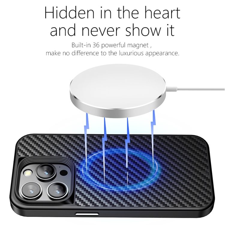 For iPhone 14 Pro Max wlons Magsafe Carbon Fiber Kevlar TPU Phone Case(Black) For iPhone 14 Pro Max wlons Magsafe Carbon Fiber Kevlar TPU Phone Case(Black)