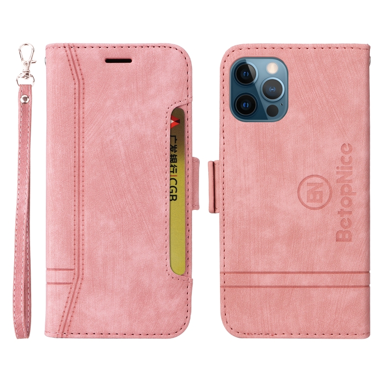 For iPhone 12 / 12 Pro BETOPNICE Dual-side Buckle Leather Phone Case(Pink) For iPhone 12 / 12 Pro BETOPNICE Dual-side Buckle Leather Phone Case(Pink)