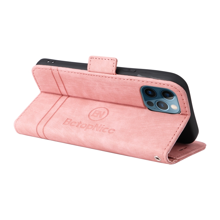 For iPhone 12 / 12 Pro BETOPNICE Dual-side Buckle Leather Phone Case(Pink) For iPhone 12 / 12 Pro BETOPNICE Dual-side Buckle Leather Phone Case(Pink)