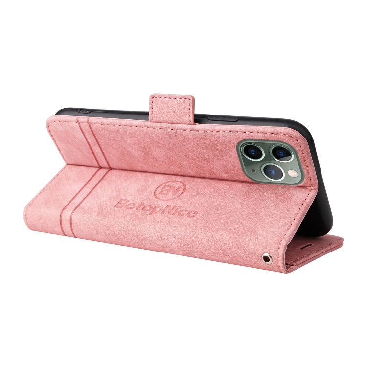 For iPhone 11 Pro BETOPNICE Dual-side Buckle Leather Phone Case(Pink) For iPhone 11 Pro BETOPNICE Dual-side Buckle Leather Phone Case(Pink)