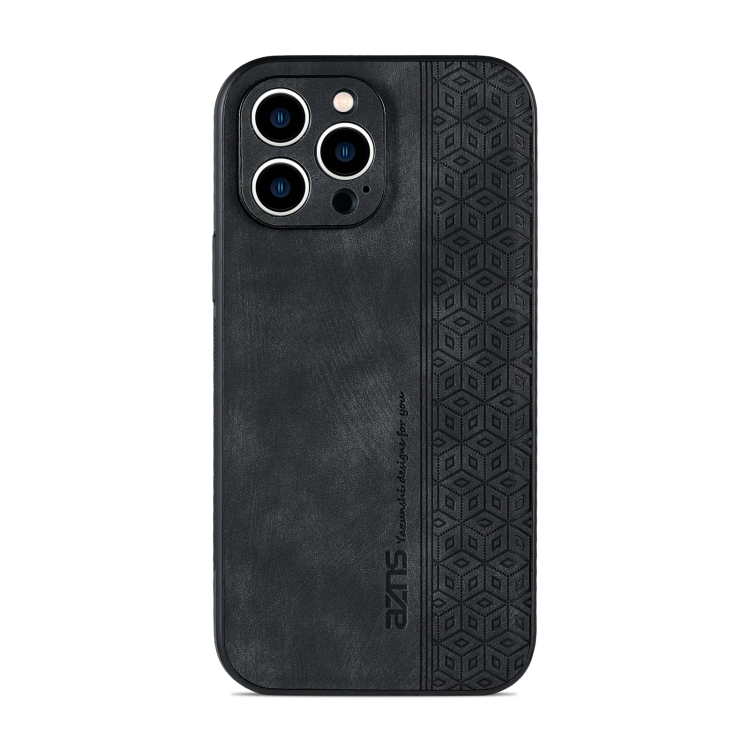 For iPhone 14 Pro AZNS 3D Embossed Skin Feel Phone Case(Black) For iPhone 14 Pro AZNS 3D Embossed Skin Feel Phone Case(Black)