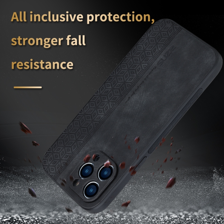 For iPhone 14 Pro AZNS 3D Embossed Skin Feel Phone Case(Black) For iPhone 14 Pro AZNS 3D Embossed Skin Feel Phone Case(Black)