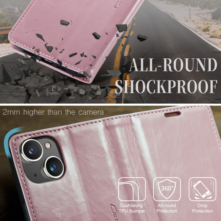 For iPhone 13 CaseMe 003 Crazy Horse Texture Leather Phone Case(Rose Gold) For iPhone 13 CaseMe 003 Crazy Horse Texture Leather Phone Case(Rose Gold)