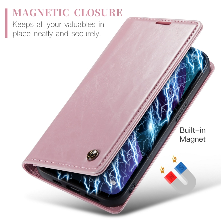 For iPhone 13 CaseMe 003 Crazy Horse Texture Leather Phone Case(Rose Gold) For iPhone 13 CaseMe 003 Crazy Horse Texture Leather Phone Case(Rose Gold)