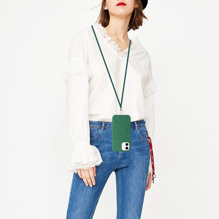 For iPhone 12 mini Wheat Straw Material Degradable TPU Phone Case with Lanyard(Dark Green) For iPhone 12 mini Wheat Straw Material Degradable TPU Phone Case with Lanyard(Dark Green)
