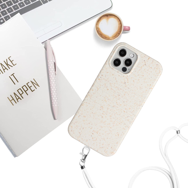 For iPhone 11 Pro Wheat Straw Material Degradable TPU Phone Case with Lanyard(White) For iPhone 11 Pro Wheat Straw Material Degradable TPU Phone Case with Lanyard(White)