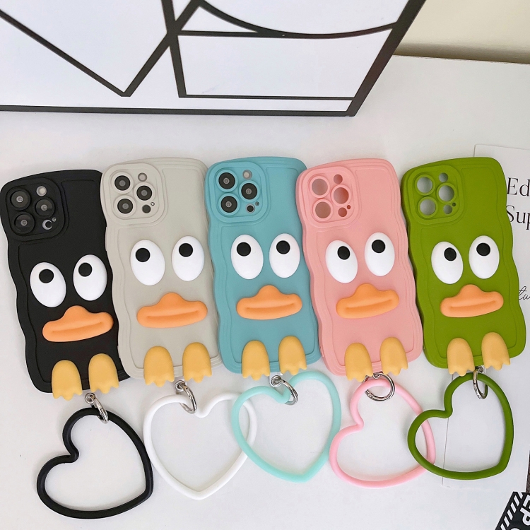 For iPhone 14 Wave Edge Big Duck Silicone Phone Case with Wristband(Black) For iPhone 14 Wave Edge Big Duck Silicone Phone Case with Wristband(Black)